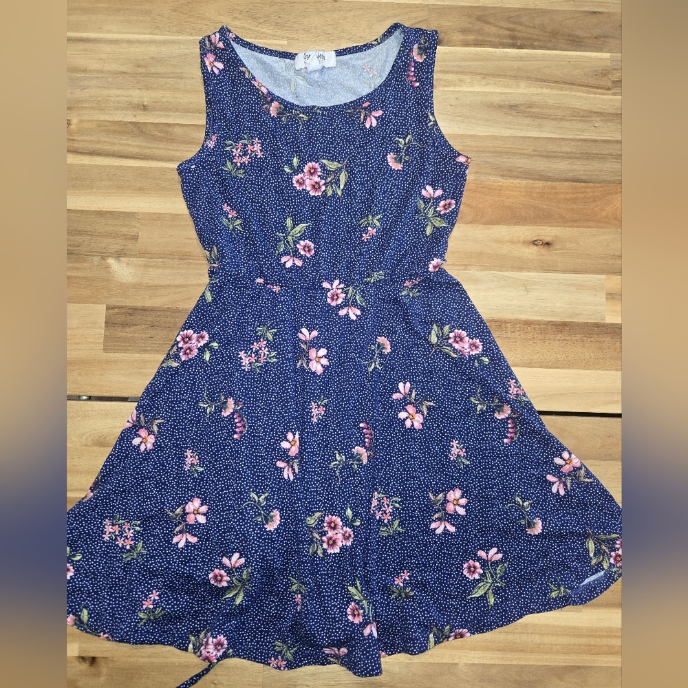 Speechless Blue Floral Kids Casual Dress